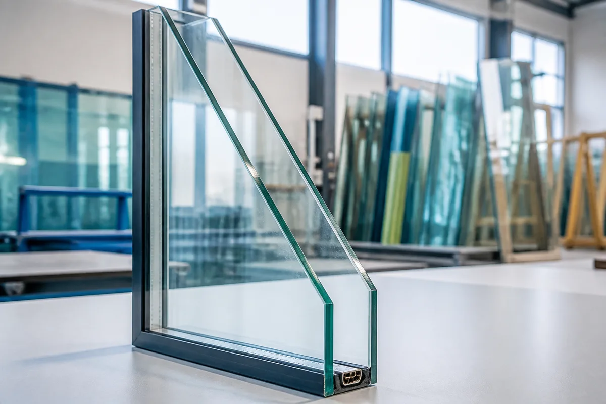 Coupe technique d&rsquo;un double vitrage montrant les deux verres et l&rsquo;intercalaire